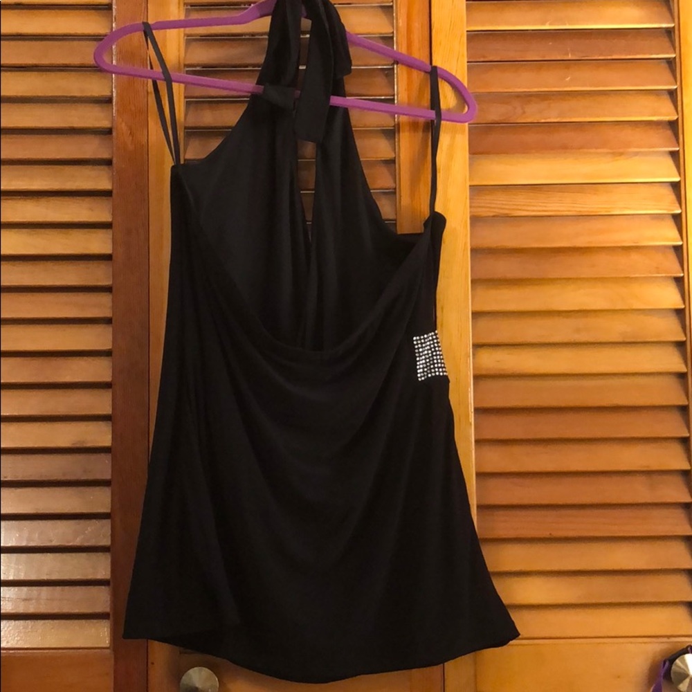 Black Halter Top with Gemstone Side - Picture 4 of 6